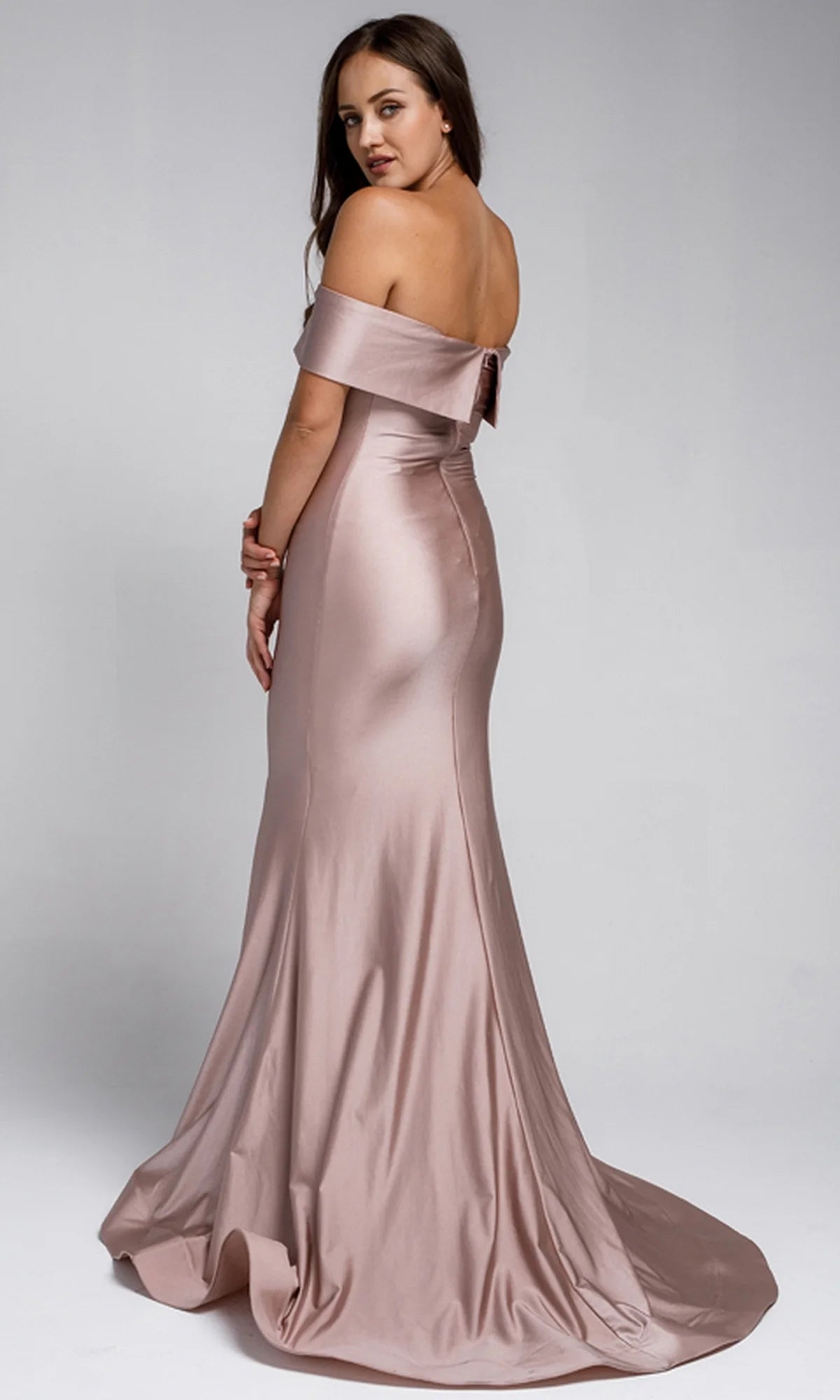 Off-the-Shoulder Sleek Simple  Long  Dress By Amelia Couture 373