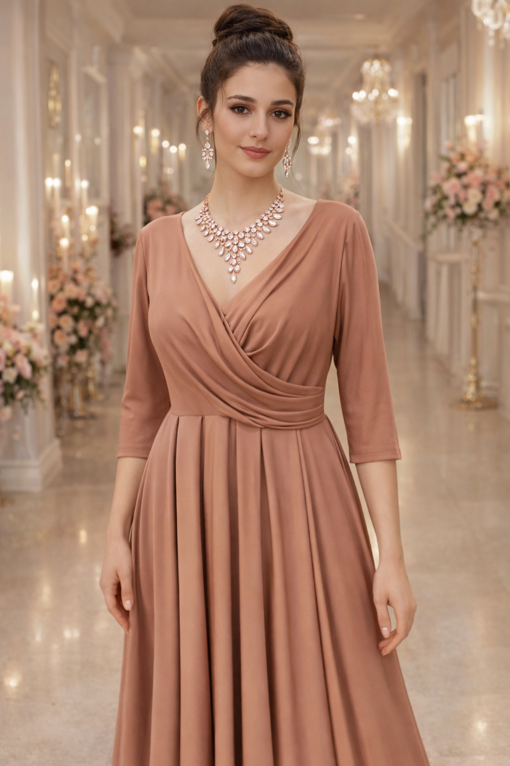 3/4 Sleeve  Flare Dress by Lenovia 5243