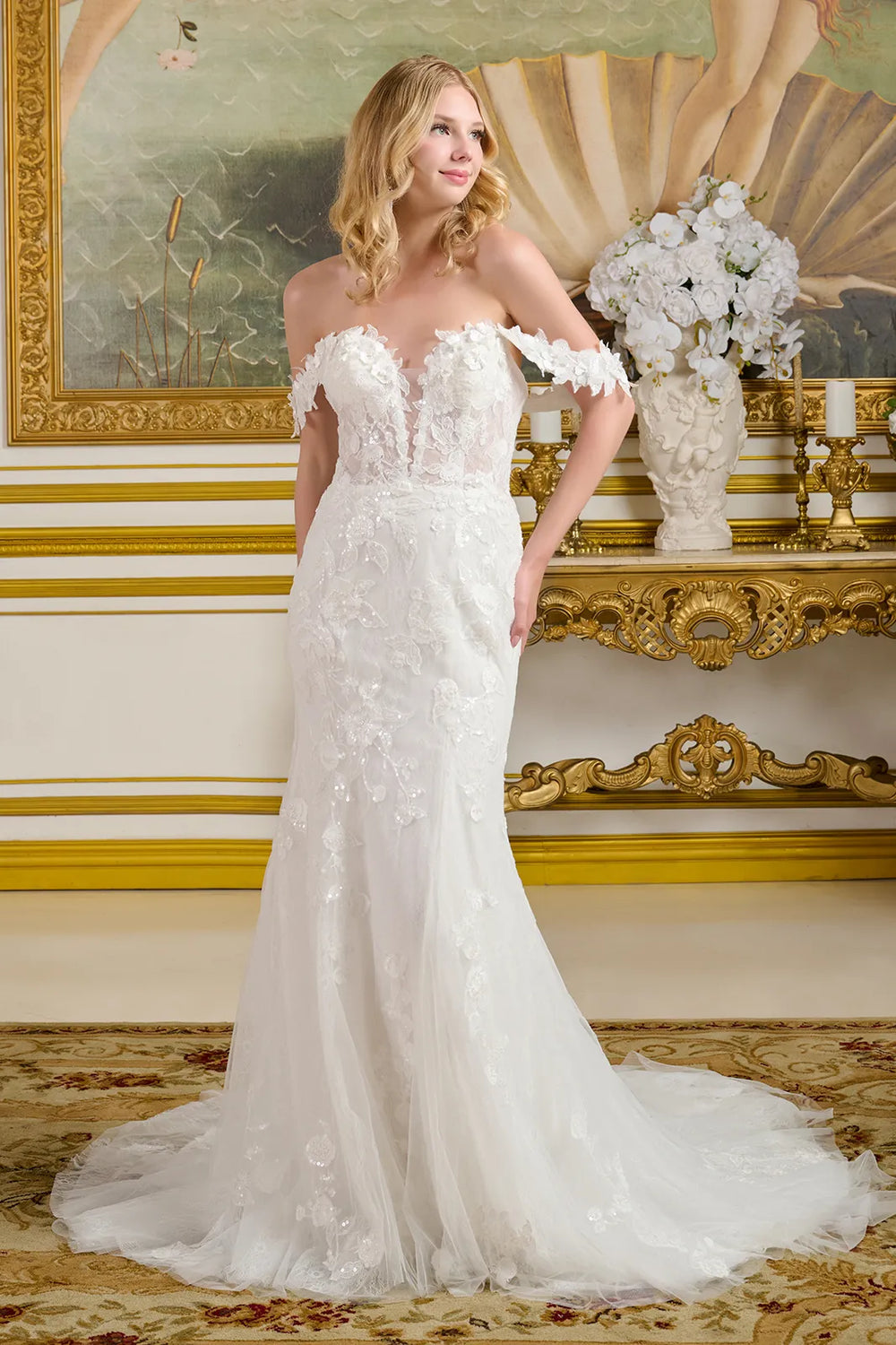Off White bridal gown by GLS Gloria GL3656 www.snkdress.com