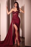 Fitted Strapless Sparkle Lace Gown by Ladivine J875
