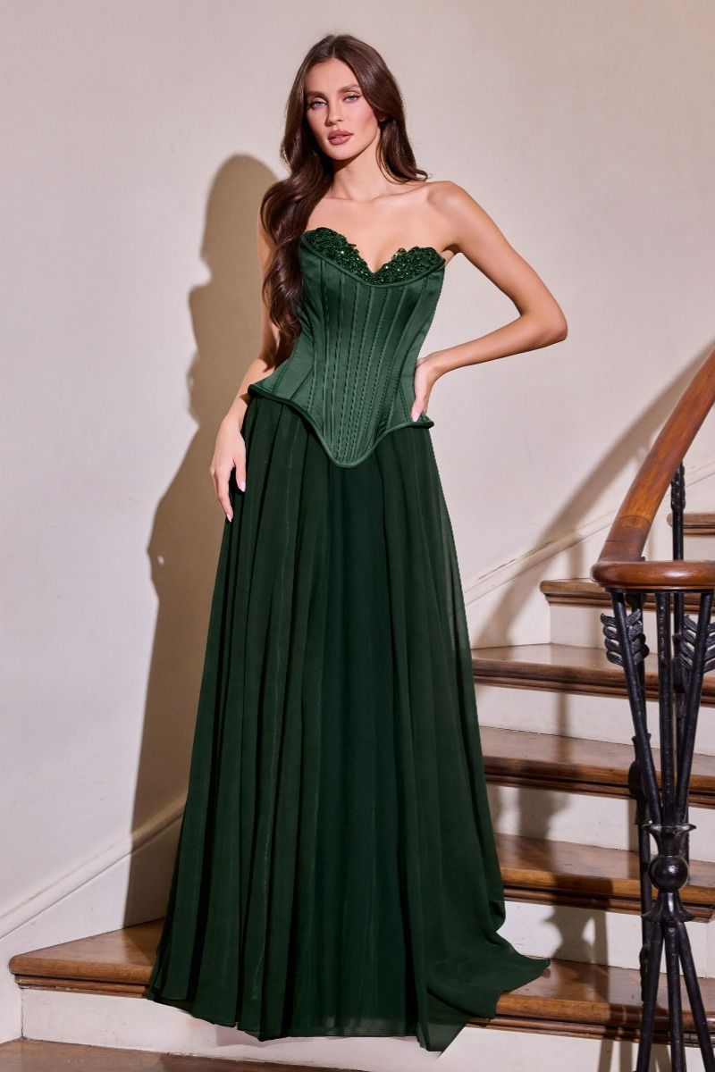 Sweetheart corset chiffon evening gown by Ladivine style J891 | www.snkdress.com