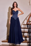 Sweetheart corset chiffon evening gown by Ladivine style J891 | www.snkdress.com