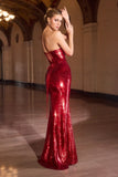 Deep illusion beaded mermaid gown by Ladivine style 894 | www.snkdress.com