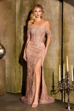 Formal Gown by Ladivine J908 Silver-nude | www.snkdress.com