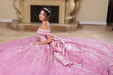 May Queen LK277 Off Shoulder 3D Floral Beaded Ball Gown