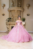 May Queen LK277 Off Shoulder 3D Floral Beaded Ball Gown