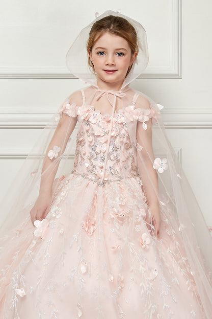 3D Flower Off Shoulder Ball Gown by Petite Adele PK1004