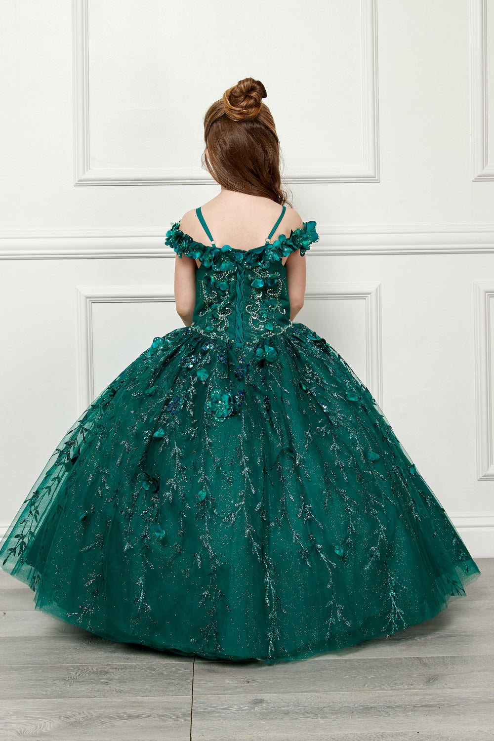 3D Flower Off Shoulder Ball Gown by Petite Adele PK1004