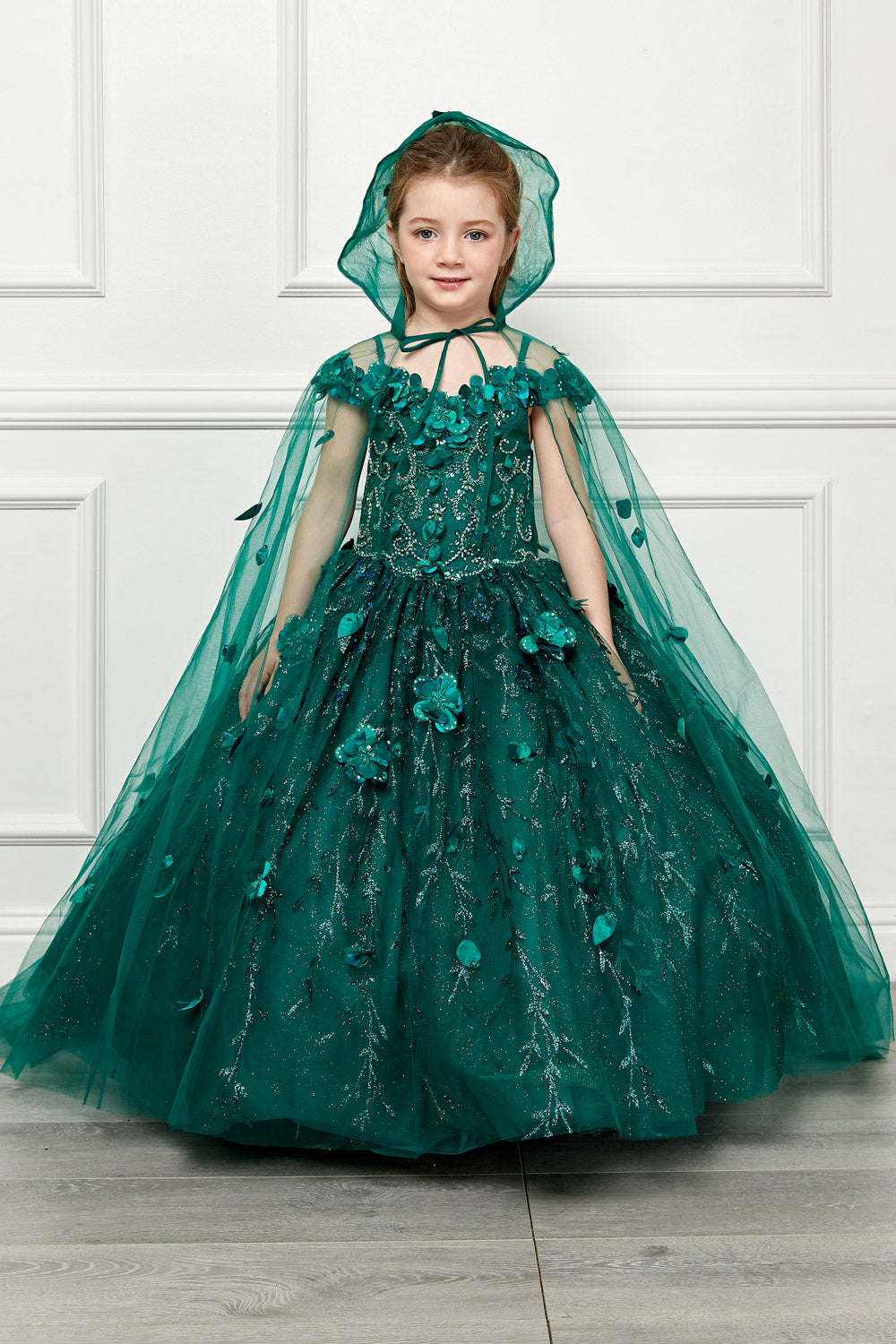 3D Flower Off Shoulder Ball Gown by Petite Adele PK1004