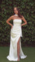  off white satin off shoulder mermaid gown with floor-length hem