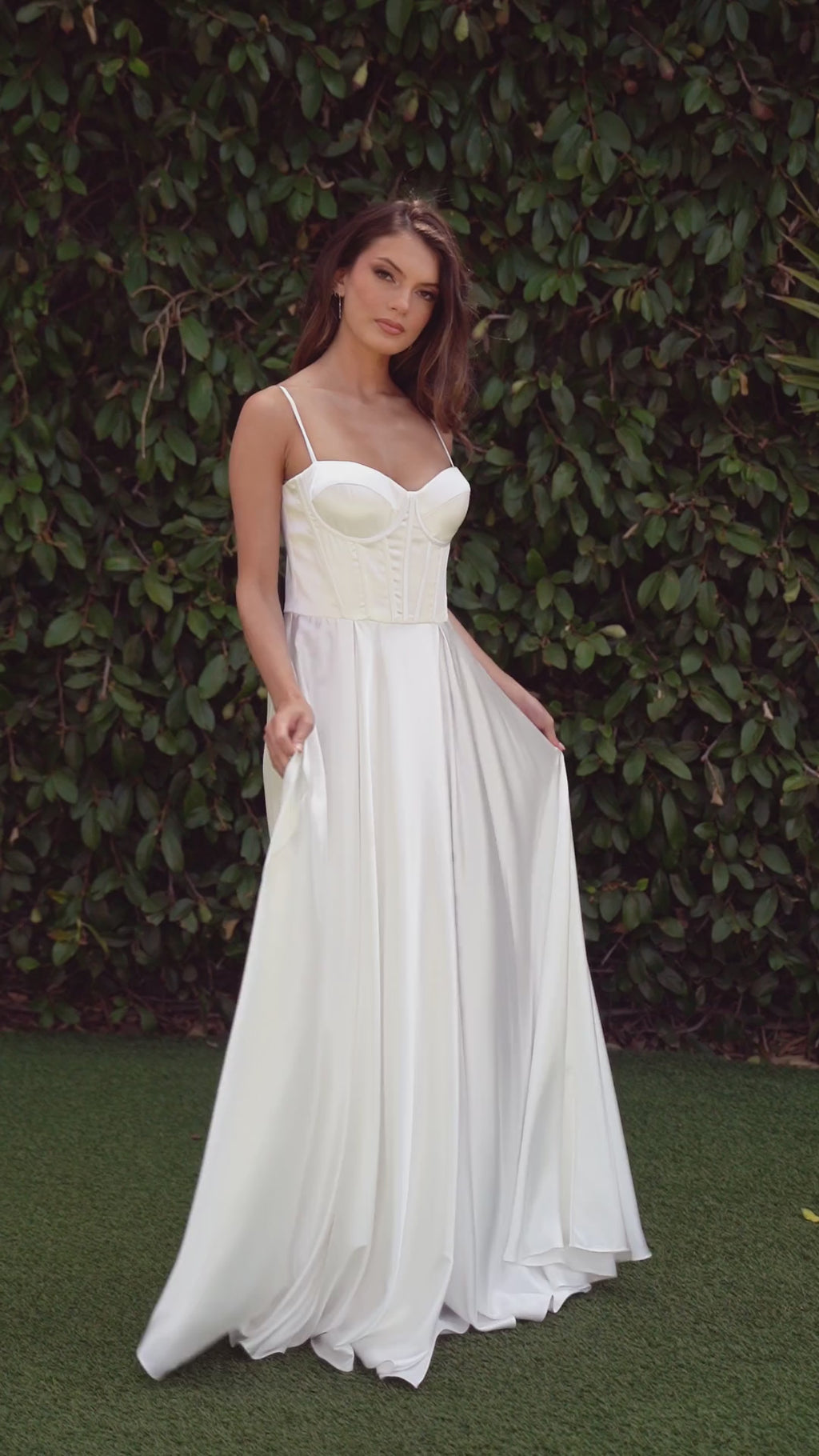 Satin Corset A-Line Gown by Ladivine CD337W