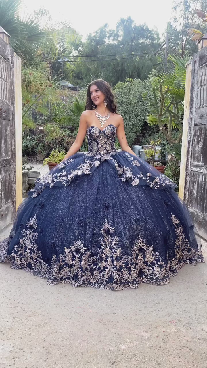 Layered Glitter Tulle Quinceañera Dress  by Bella Princess Couture PQ1051