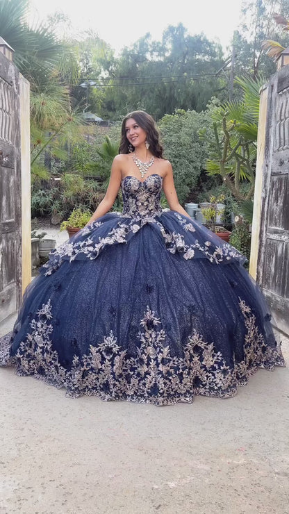 Layered Glitter Tulle Quinceañera Dress  by Bella Princess Couture PQ1051