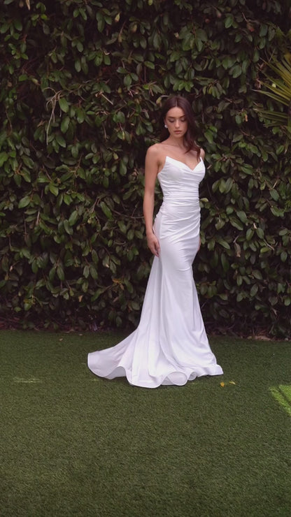 Strapless  Fitted  Gown in Off White by Divine CD791W