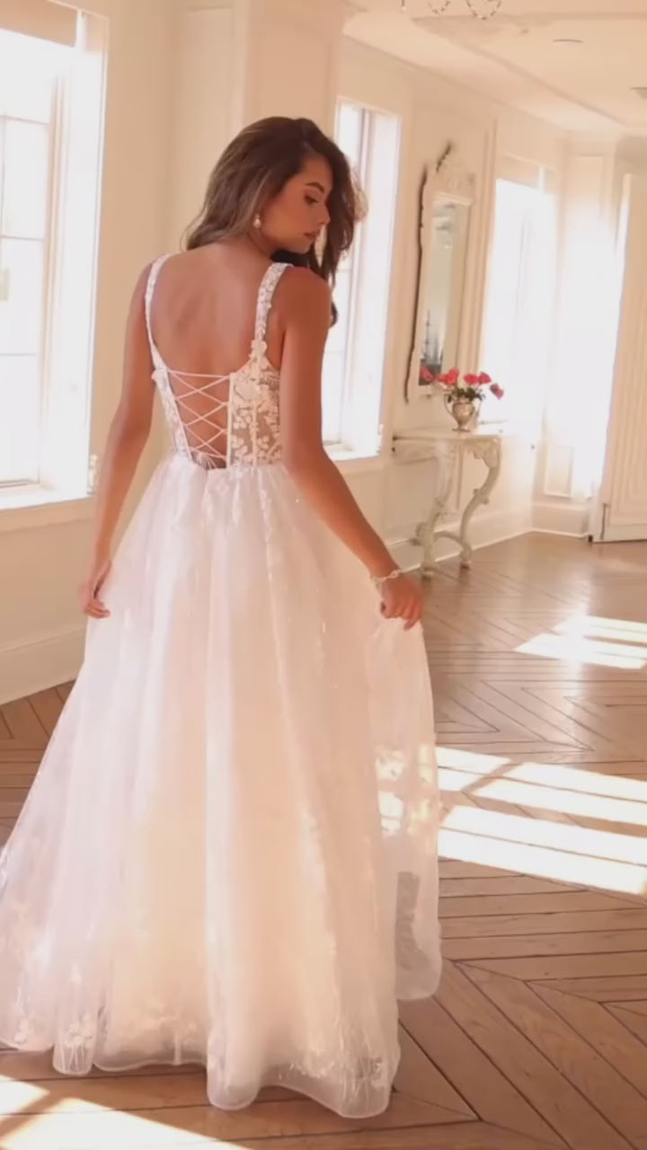 3D Floral A-Line Bridal Ball Gown by Juliet JT2495AW