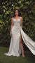 off white one shoulder satin gown with draped design