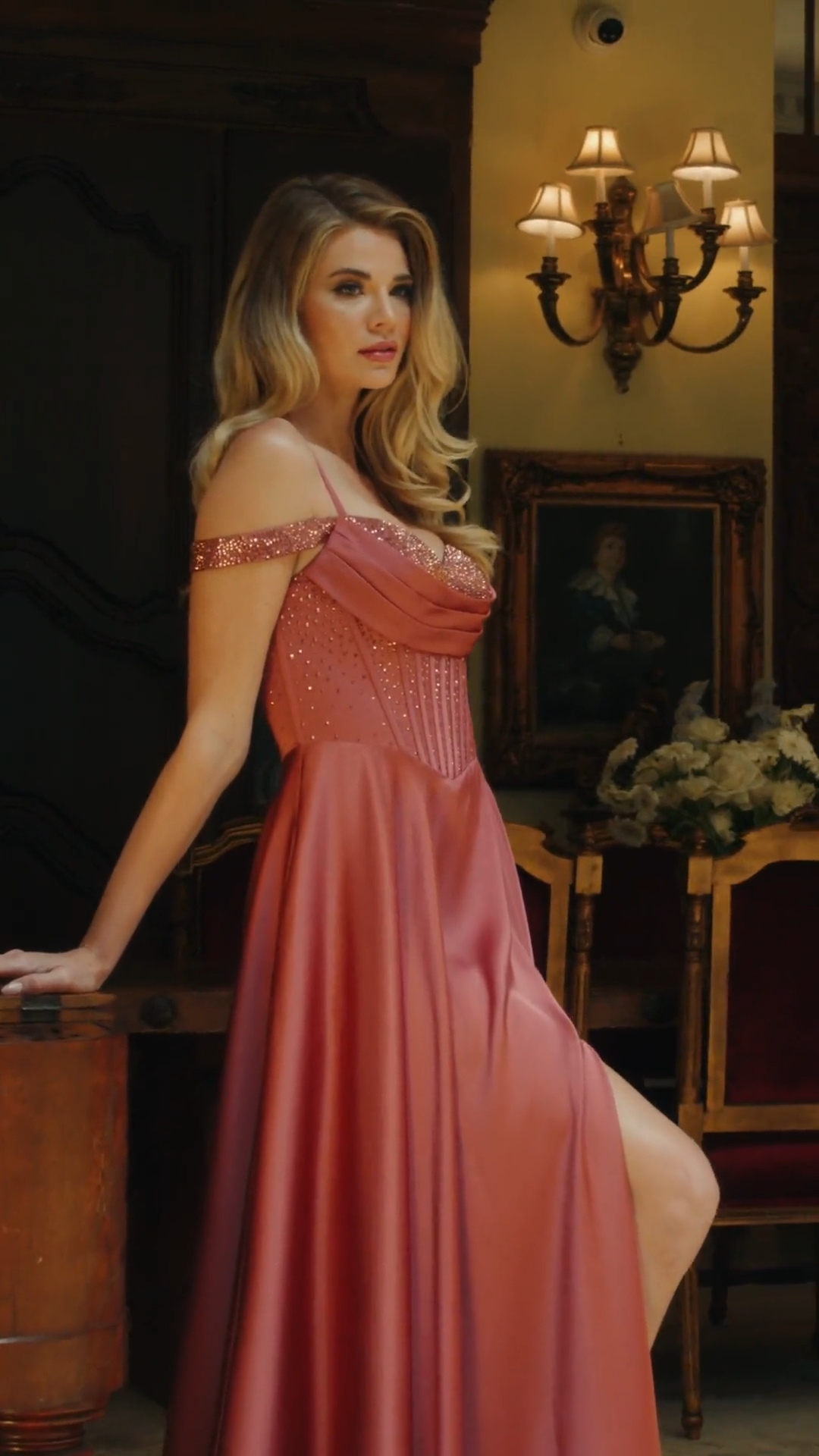Vestido Formal de Satén Línea A by Lenovia USA 8502-C
