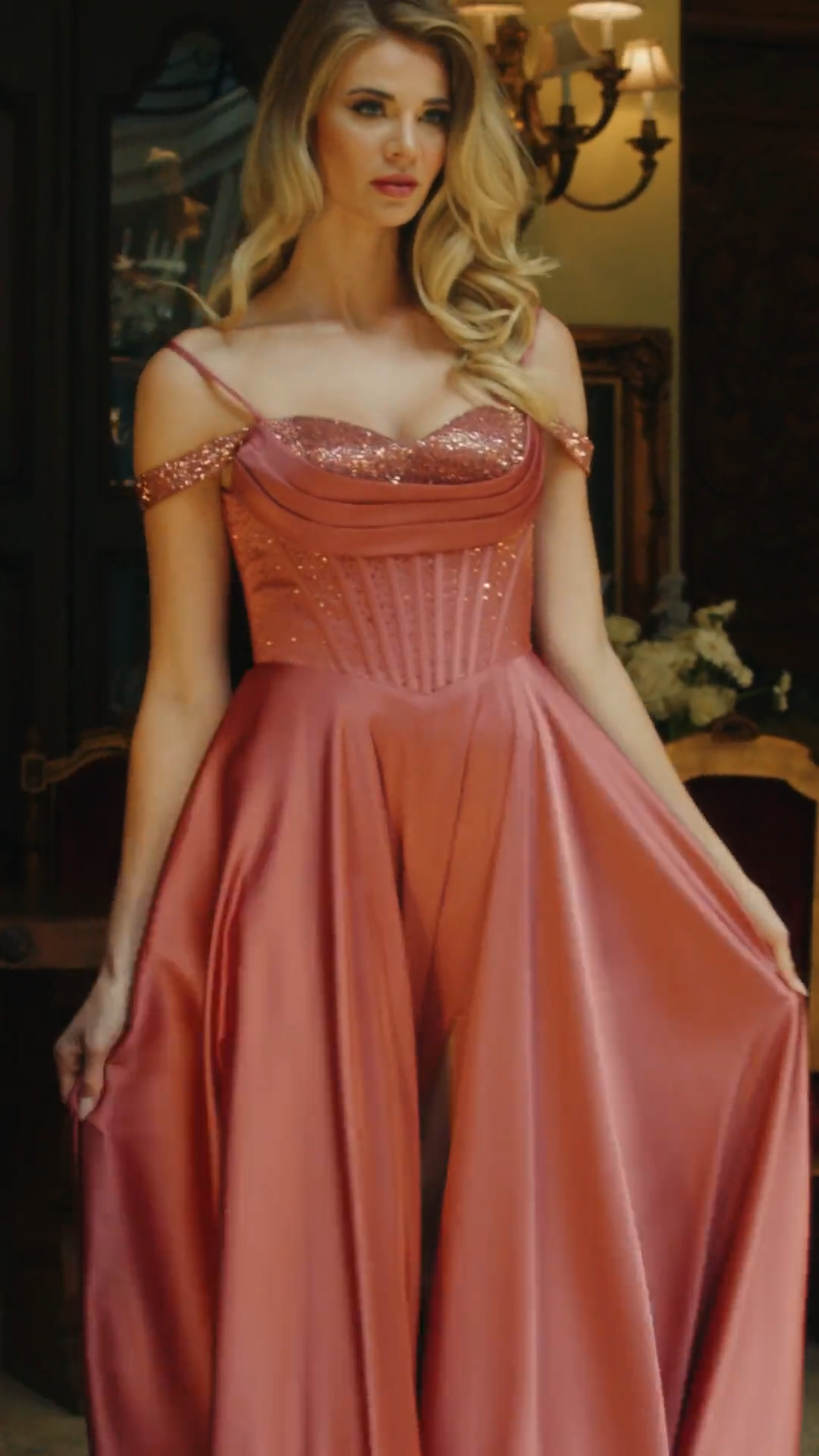 Vestido Formal de Satén Línea A by Lenovia USA 8502-C